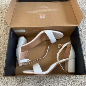 Naturalizer White Block Heel Sandals
